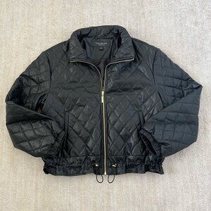 Marc New York Black Quilted Bomber Faux Leather Jacket M